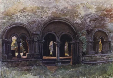 As ruínas dos claustros da Abadia de St Bavon, Ghent